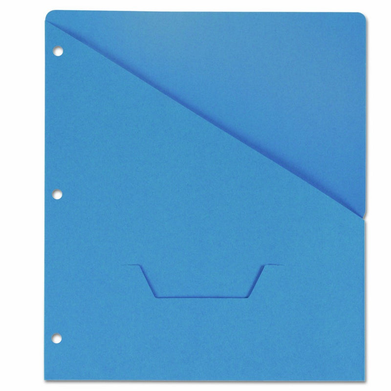 Universal Slash-Cut Pockets for Three-Ring Binders, Jacket, Letter, 11 Pt, Blue, 10/Pack (61681)
