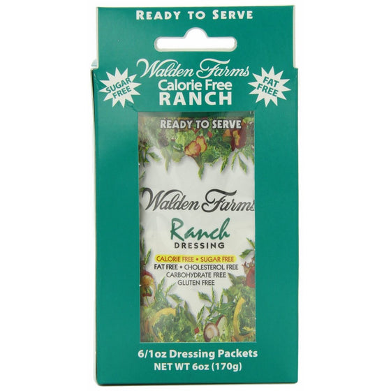 Walden Farms Dressing, Ranch,6 count,net weight 6 ounce