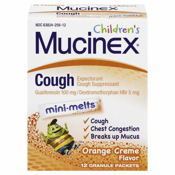 Mucinex Children's Chest Congestion Expectorant and Cough Suppressant Mini-Melts, Orange Cream, 12 ct