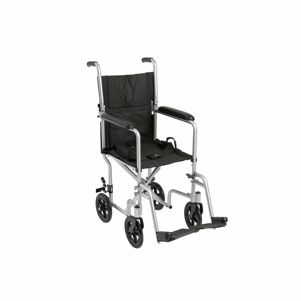 Drive Medical Deluxe Lightweight Aluminum Transport Wheelchair, Silver, 17"