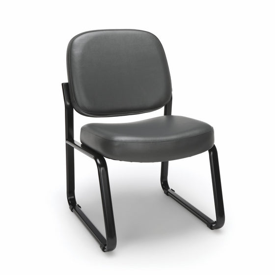 OFM Armless Reception Chair - Anti-Microbial/Anti-Bacterial Vinyl Guest Chair, Charcoal (405-VAM)