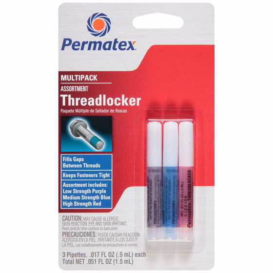 Permatex 29520 Multi-Pack Threadlocker Assortment, 0.5 ml