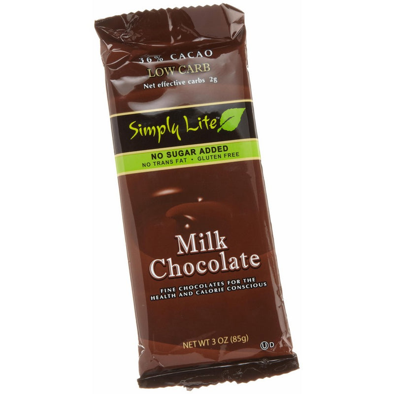Simply Lite Low Carb Milk Chocolate, 36% Cacao, 3-Ounce Bars (Pack of 10)
