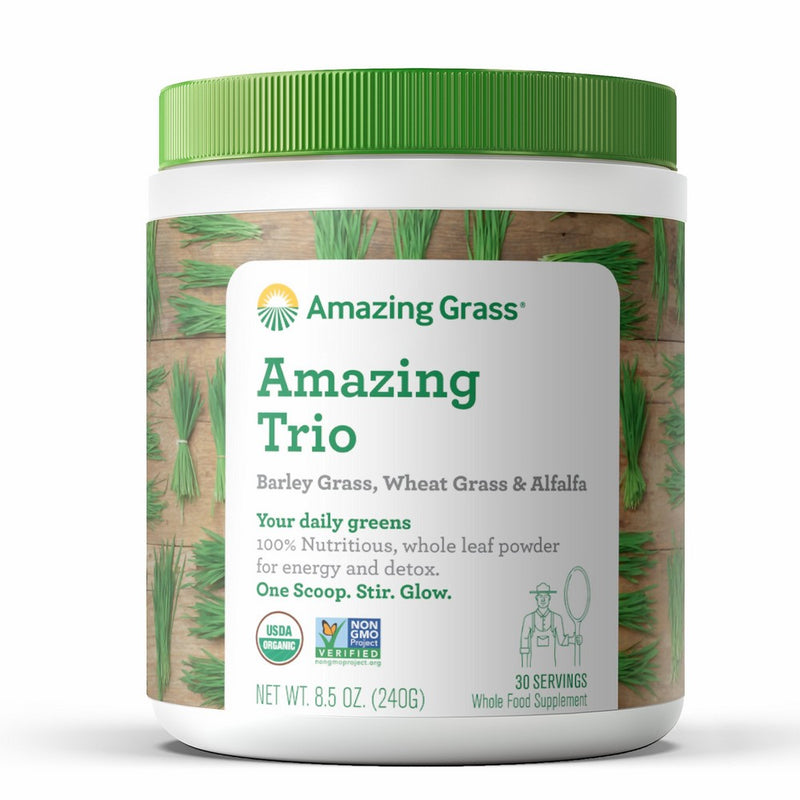 Amazing Grass Organic Amazing Trio Greens Powder with Wheat Grass, Barley Grass and Alfalfa, 30 Servings