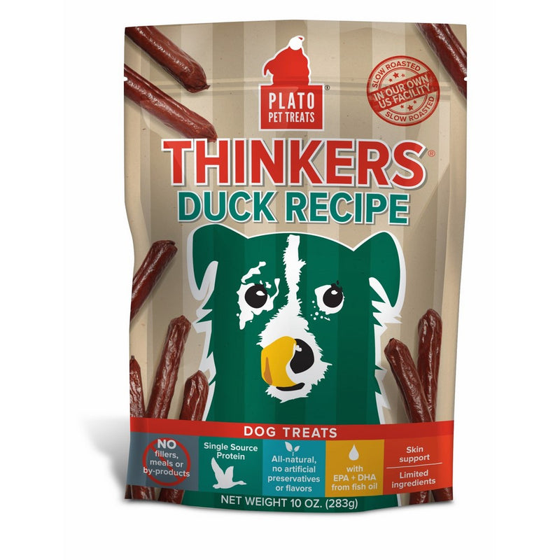 PLATO Dog Treats -Thinkers Natural Duck Sticks- 10 oz