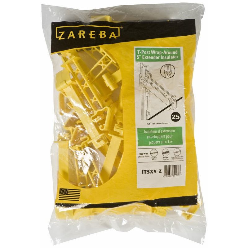 Zareba IT5XY-Z Snap-on 5-Inch Extender Insulator, Yellow, 25 per Bag