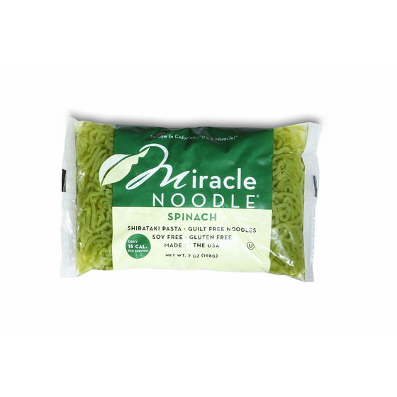 Miracle Noodle Zero Carb, Gluten Free Shirataki Pasta, Spinach Angel Hair, 7-Ounce (Pack of 24)