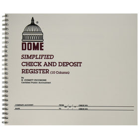 Dome Publishing Co Inc Check/Deposit Register, 50 Pages, 10-1/4 x 8-1/2 Inches, Gray (DOM210)