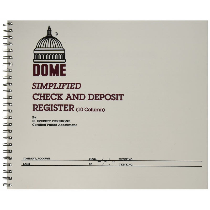 Dome Publishing Co Inc Check/Deposit Register, 50 Pages, 10-1/4 x 8-1/2 Inches, Gray (DOM210)