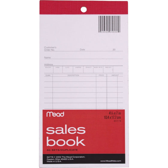 MeadWestvaco 64776 4" X 7-11/16" Sales Book With Duplicates 50 Count