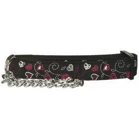 Mirage Pet Products Martingale Crazy Hearts Nylon Collars, Medium, Black