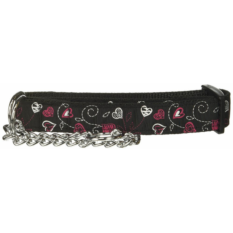 Mirage Pet Products Martingale Crazy Hearts Nylon Collars, Medium, Black