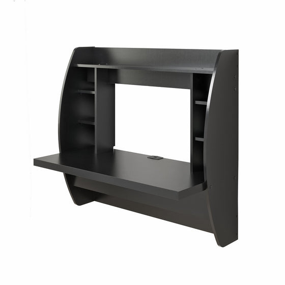 Prepac Wall Mounted Floating Desk with Storage in Black