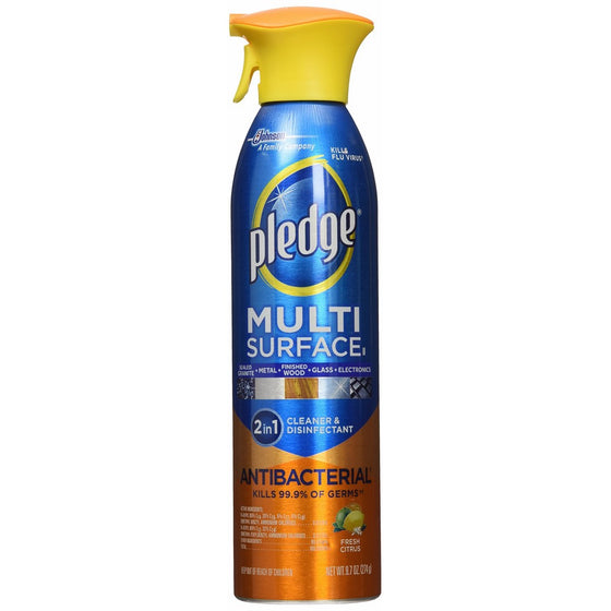 Pledge Multi Surface Antibacterial Cleaner Antibacterial Citrus Scent Aerosol Can 9.7 Oz