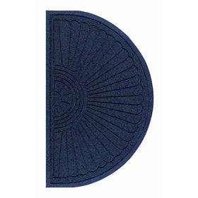 Andersen 2246 Waterhog Eco Grand Premier PET Polyester Fiber Half Oval Entrance Indoor/Outdoor Floor Mat, SBR Rubber Backing, 1.8' Length x 3' Width, 3/8" Thick, Indigo