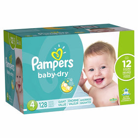 Pampers Baby-Dry Disposable Diapers Size 4, 128 Count, GIANT, Packaging may vary