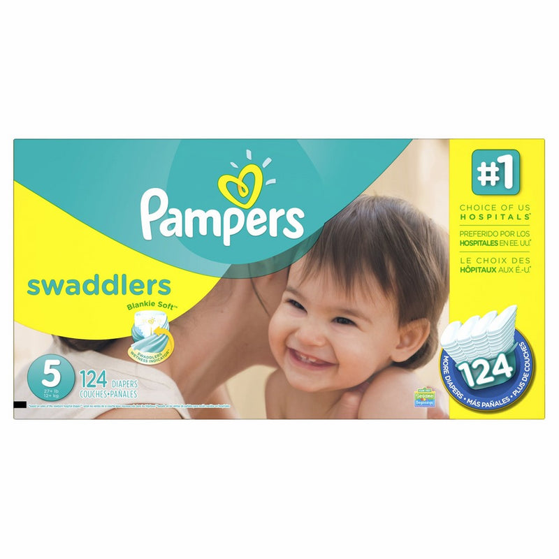 Pampers Swaddlers Disposable Diapers Size 5, 124 Count, ECONOMY PACK PLUS