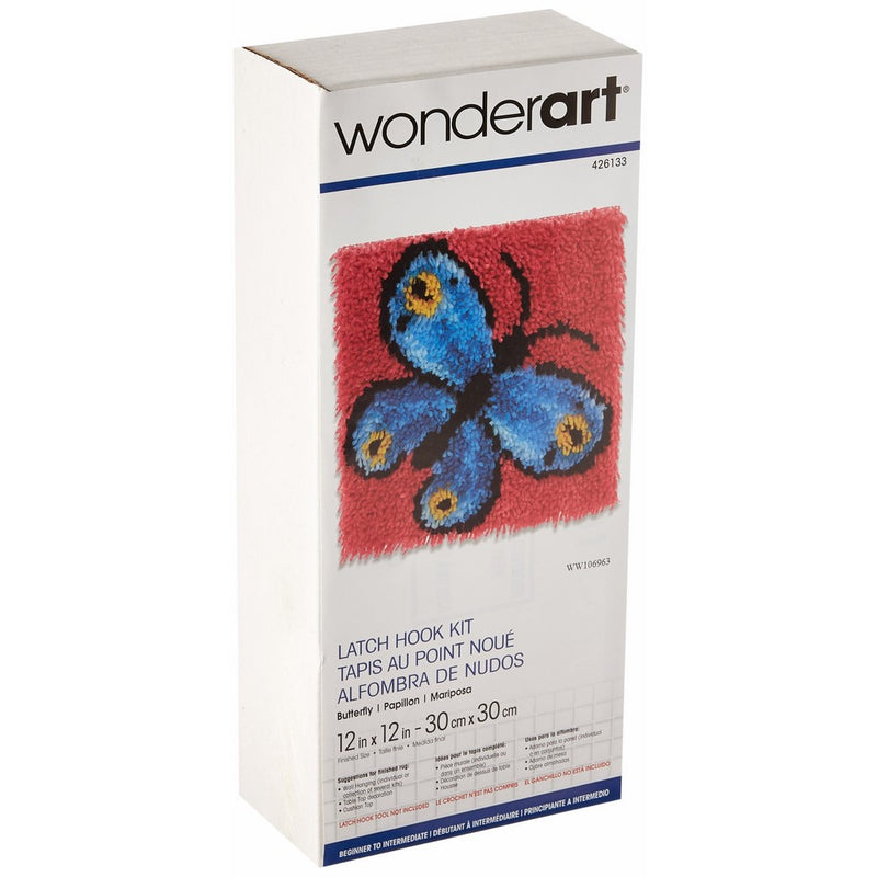 Wonderart Butterfly Latch Hook Kit, 12" X 12"