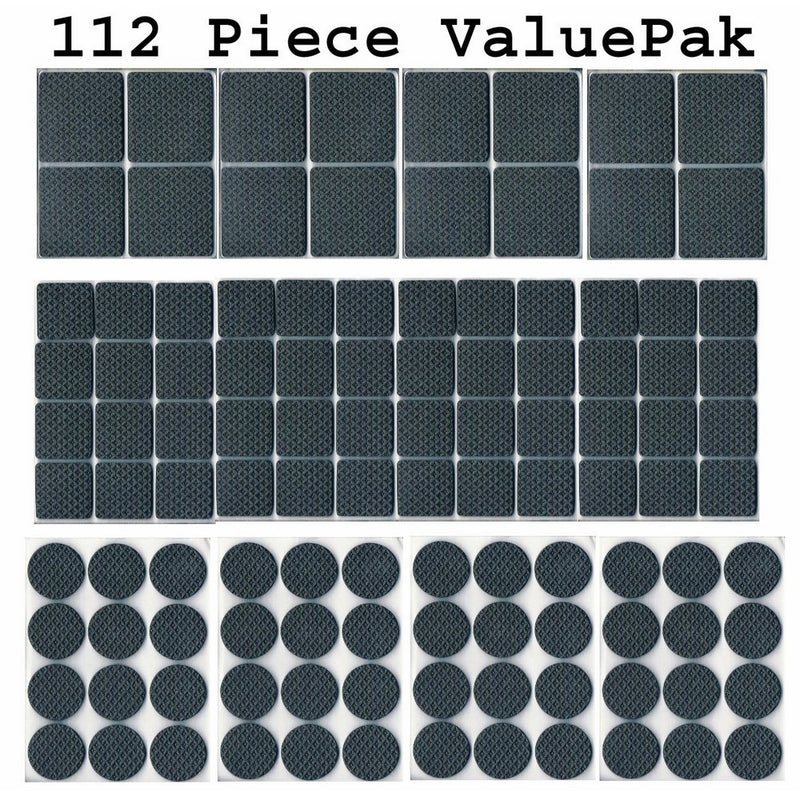 112 Piece Rubber Anti-Skid Pad Value Pack (Furniture and Floor Protectors) 112 pcs of assorted sizes