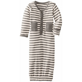 L'ovedbaby Unisex-Baby Organic Cotton Gown, Gray/Beige, 0/3 Months