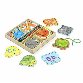 Melissa & Doug Alphabet Wooden Lacing Cards With Double-Sided Panels and Matching Laces