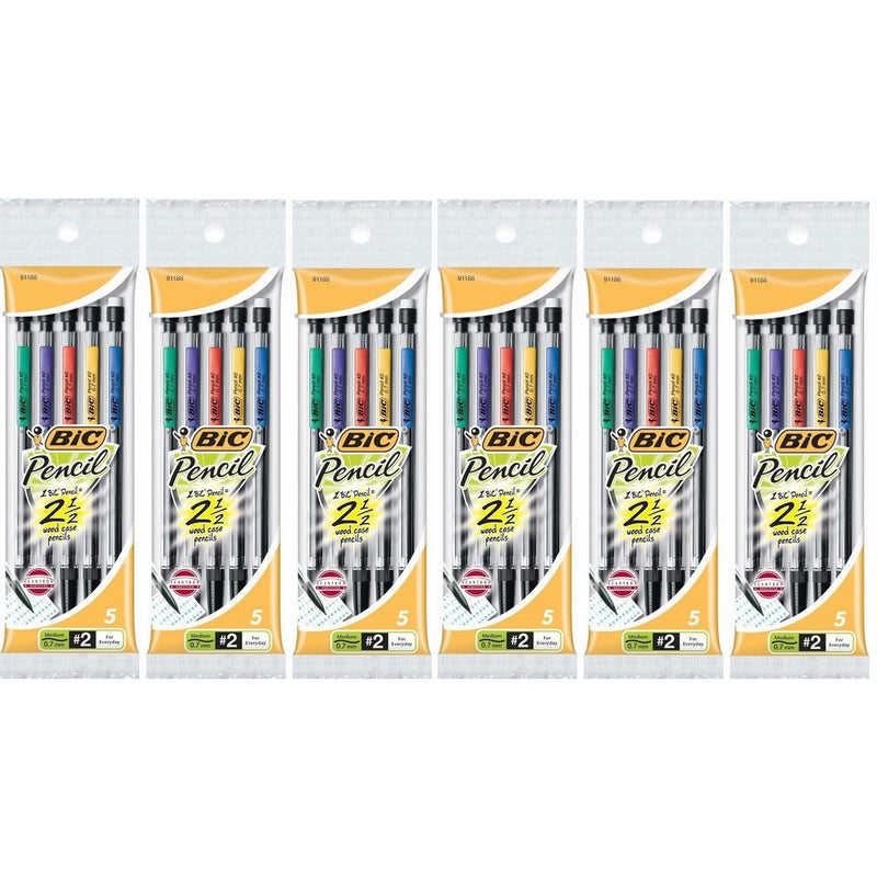 BIC(R) Mechanical Pencils, 0.7 mm, Black Barrel, 5 Count (Pack of 6)