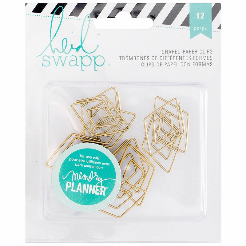 Heidi Swapp 312569 12 Piece Memory Planner Diamond Paper Clips with Gold Foil Finish