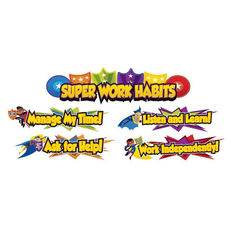 Carson Dellosa Super Power Super Work Habits Mini Bulletin Board Set (110315)