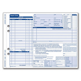 Adams Garage Repair Order Forms, 8.5 x 11.44 Inches, 3 Part, 50 Sets, White and Canary, (GT3810)