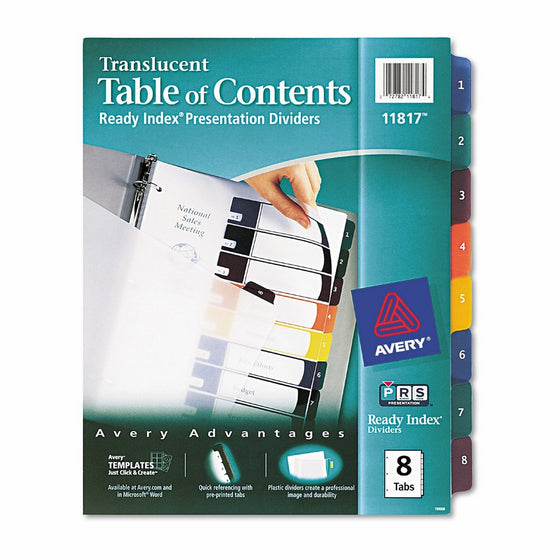 Avery Ready Index Table of Contents Dividers, Clear, 8-Tab Set, 1 Set (11817)