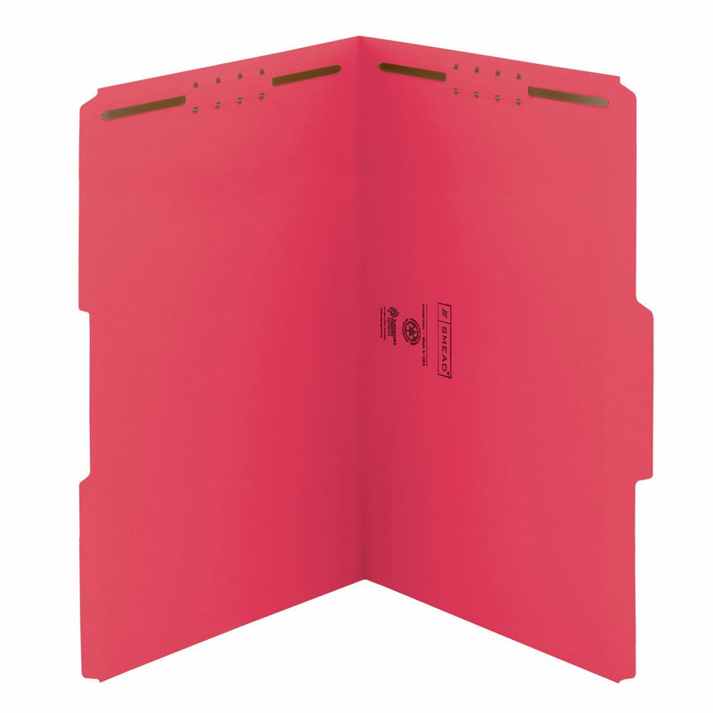 Smead Fastener File Folder, 2 Fasteners, Reinforced 1/3-Cut Tab, Legal Size, Red, 50 per Box (17740)