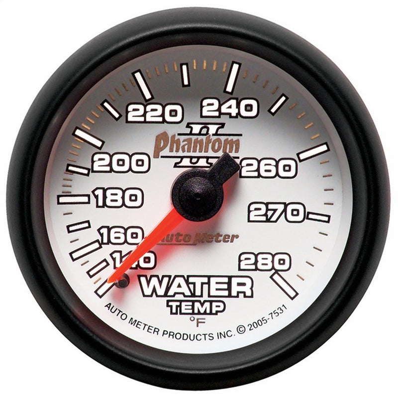 Auto Meter 7531 Phantom II 2-1/16" 140-280 Degree Fahrenheit Mechanical Water Temperature Gauge