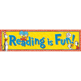 Eureka Dr. Seuss Classroom Banner, Cat in The Hat Reading is Fun, 12 x 45