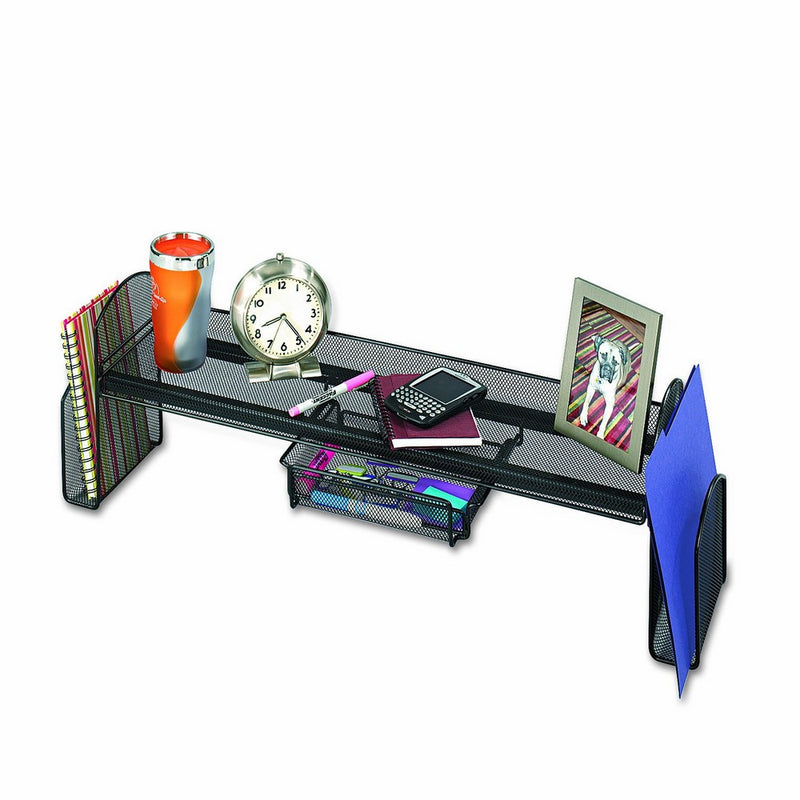 Safco Products 3604BL Onyx Mesh Off-Surface Desk Riser with Drawer, 31 1/2" W, Black