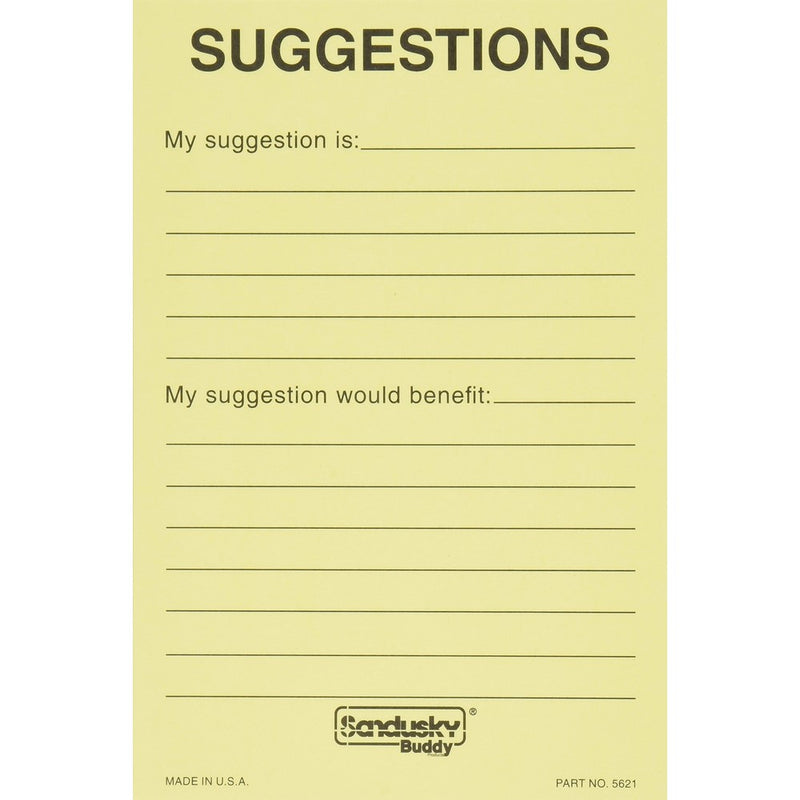 Buddy Products Suggestion Box Cards, 4 x 6 Inches, Yellow, 50 Cards per Pack (5621)