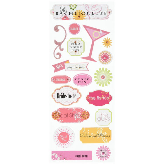 me & my BIG ideas Self-Adhesive Designer Chipboard Stickers, Bachelorette