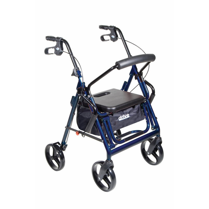 Drive Medical Duet Dual Function Transport Wheelchair Walker Rollator, Blue