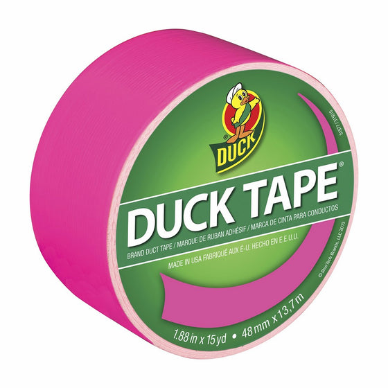 Duck Brand 1265016 Color Duct Tape, Neon Pink, 1.88 Inches x 15 Yards, Single Roll