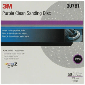 3M 30761 Hookit 334U Purple 6" P600 Grit Clean Sanding Disc