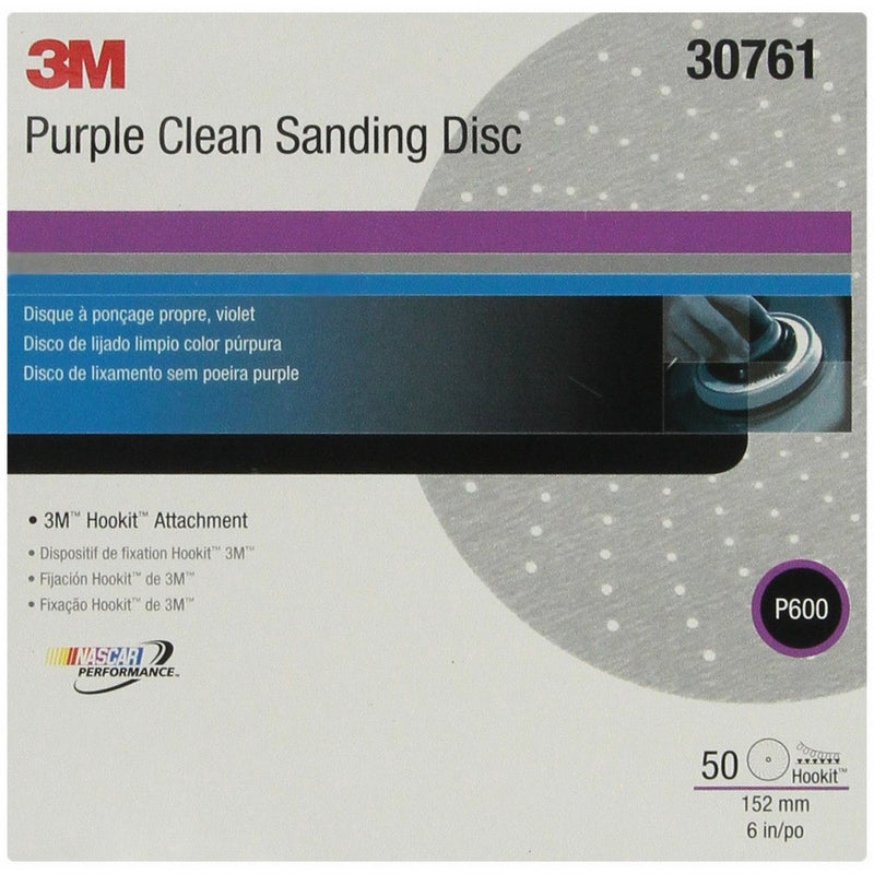 3M 30761 Hookit 334U Purple 6" P600 Grit Clean Sanding Disc