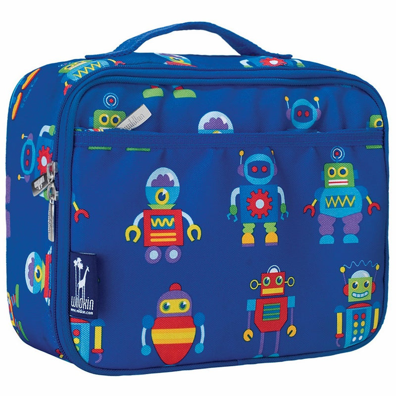 Wildkin Lunch Box, Insulated, Moisture Resistant, and Easy to Clean with Helpful Extras for Quick and Simple Organization, Ages 3 plus, Perfect for Kids or On The Go Parents, Olive Kids Design, Robots
