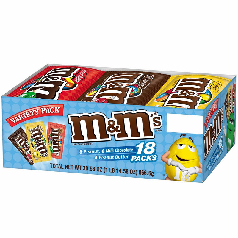 M&M's Mixed Singles Packages, 18-Count, 30.58-Ounce