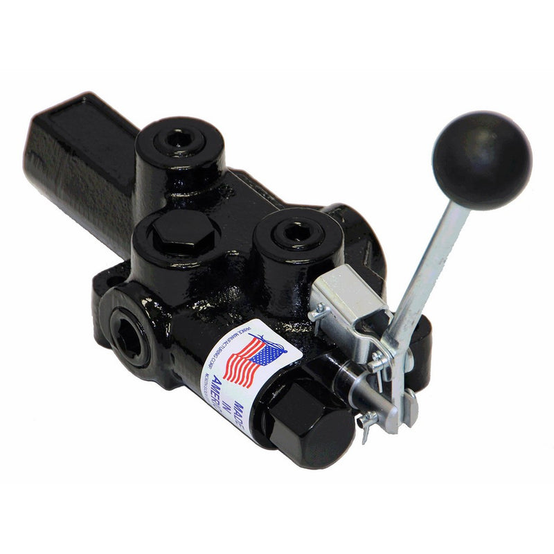 Prince RD-2575-M4-ESA1 Directional Control Valve, Logsplitter, Monoblock, Cast Iron, 1 Spool, 4 Ways, 3 Positions, Motor, Spring Center, Lever Handle, 3000 psi, 20 gpm, In/Out: 3/4" NPT Female, Work 1/2" NPT Female
