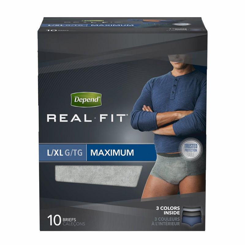 Depend Real Fit Incontinence Underwear for Men, Maximum Absorbency, L/XL (pack of 4)