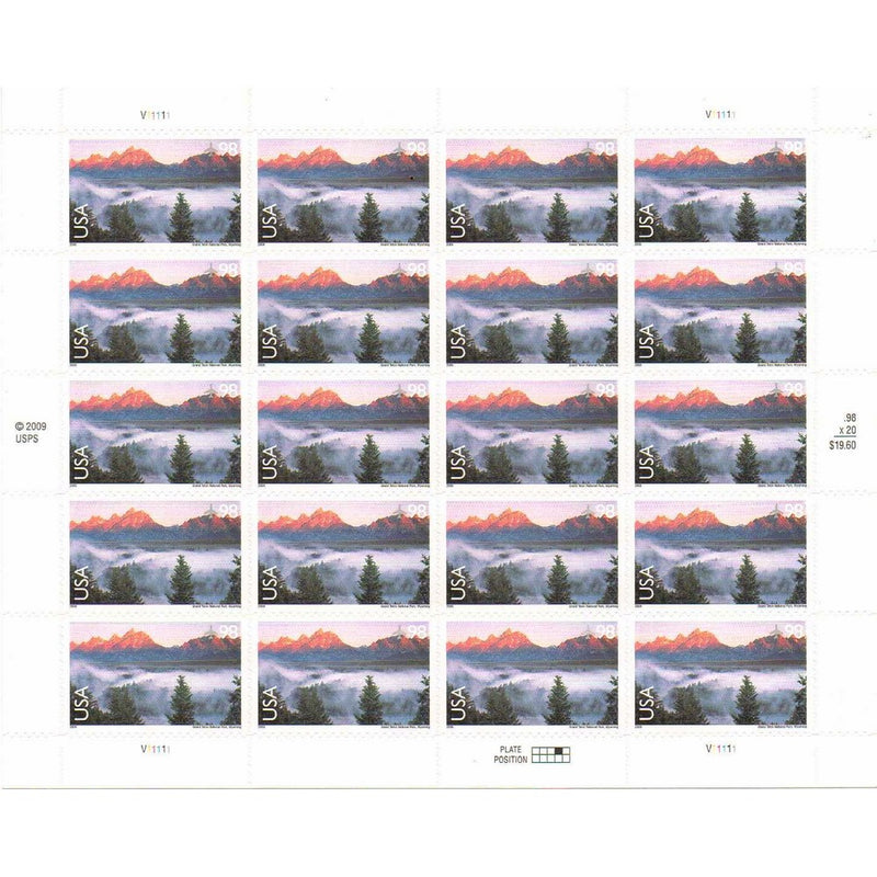 Grand Teton National Park Sheet of Twenty 98 Cent Airmail Stamps Scott C147