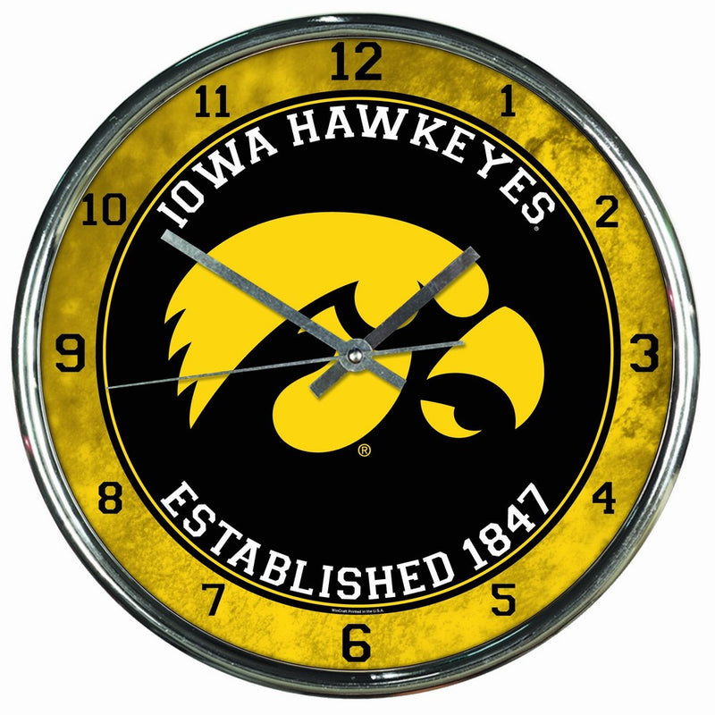 WinCraft NCAA Iowa Hawkeyes Chrome Clock, 12" x 12"
