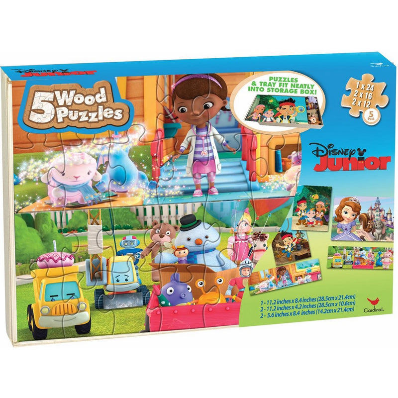 Disney Junior Puzzle Set in Storage Box- Sofia the First, Doc McStuffins, Jake and the Neverland Pirates