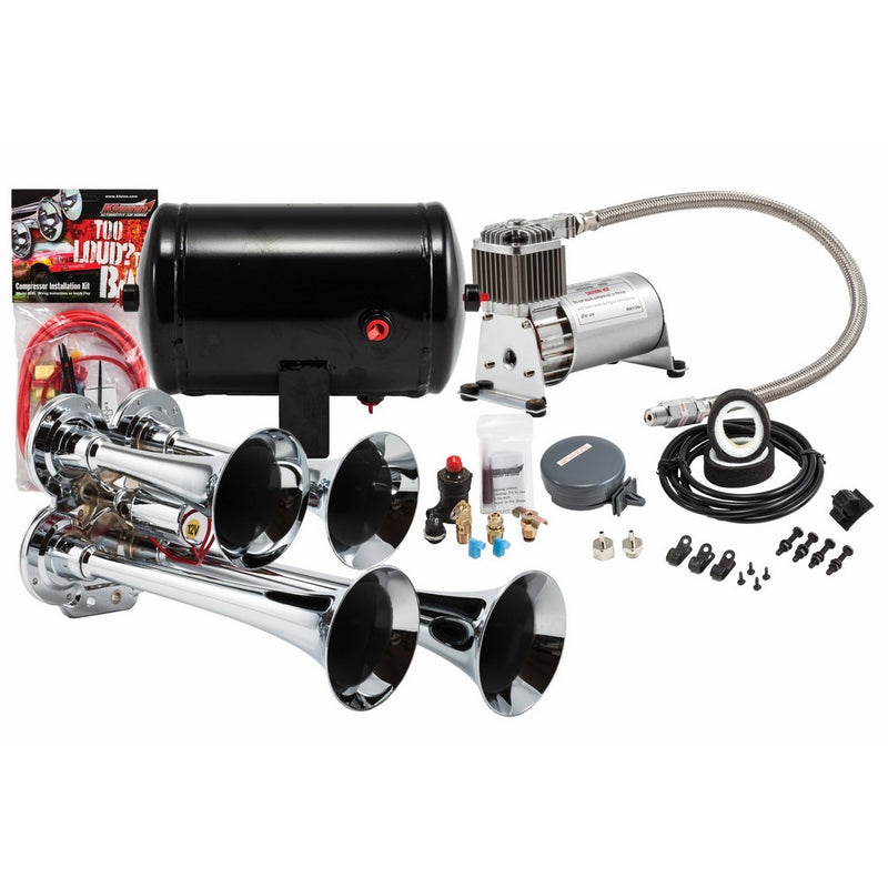 Kleinn Air Horns HK4 Complete Quad Air Horn Package - Chrome