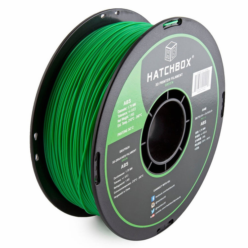 HATCHBOX ABS 3D Printer Filament, Dimensional Accuracy /- 0.05 mm, 1 kg Spool, 1.75 mm, Green