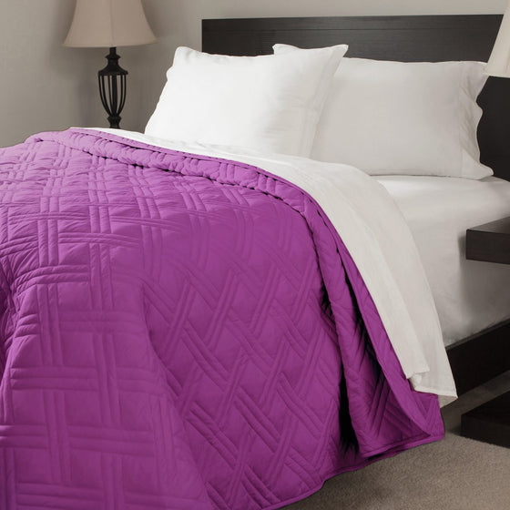 Lavish Home Solid Color Bed Quilt, Twin, Purple